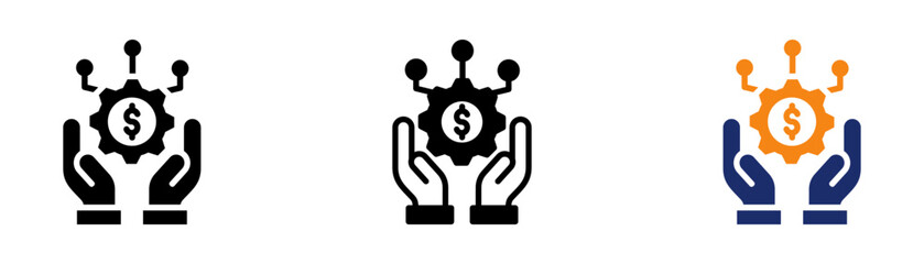 Tech Funding Icon Collection Glyph & Mixed Style 