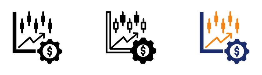 Technology Stocks Icon Collection Glyph & Mixed Style 