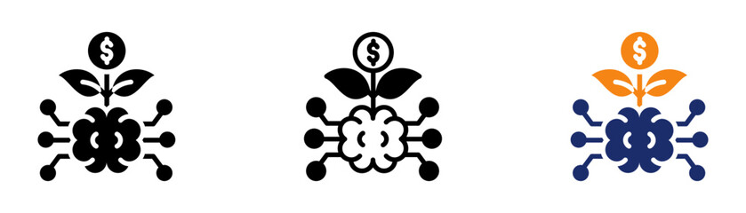 Artificial Intelligence Investment Icon Collection Glyph & Mixed Style 