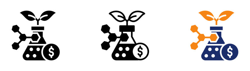Biotechnology Investment Icon Collection Glyph & Mixed Style 
