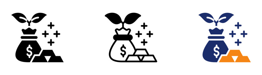 Assets Investment Icon Collection Glyph & Mixed Style 