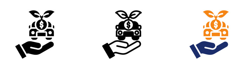 Vehicle Investment Icon Collection Glyph & Mixed Style 