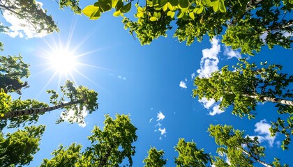 Sunlight through lush forest canopy