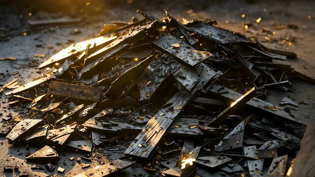 Pile of Scrapped Metal Sheets Glimmering in the Light