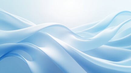 Fototapeta premium Abstract flowing light blue waves with soft highlights and shadows