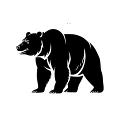 Obraz premium Powerful black bear silhouette prowling with fierce expression embodying strength and nature's wild spirit