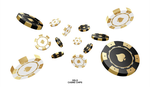3d casino chips or flying realistic tokens for gambling, entertainment house volumetric blank or empty cash for roulette or poker, blackjack. Gamble and winner, risk and luck, vector 10 eps.