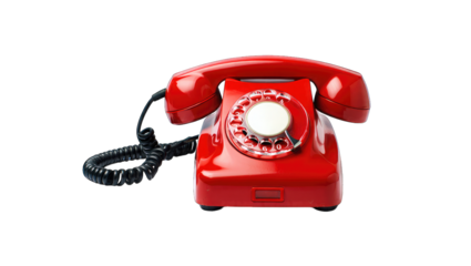 Vintage Red Rotary Dial Telephone rotary phone retro isolated on a transparent background