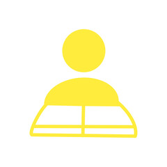 Fototapeta premium Person at Desk Icon / 机に座る人物のアイコン（学習・勉強・オフィスワーク）