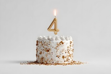 Birthday cake with candles-numbers on an isolated background for designers, marketers and IT professionals. Popular illustration, object, texture. Food, flowers, natural space for text. Positive.