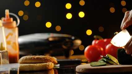 Cutting Fresh Vegetables and Preparing Ingredients for Cooking