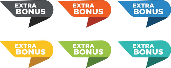 Colorful "Extra Bonus" labels for sales and promotions