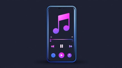 Music Player App Interface Neon Glow Mobile Screen Design