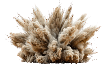 Tan and Brown Dust Explosion Isolated on Black Background