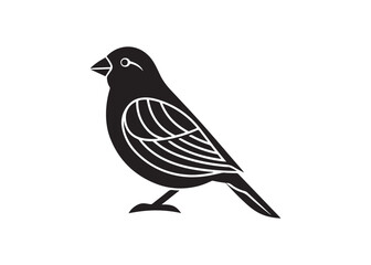 Black silhouette of a canary bird isolated on white background vector illustration.