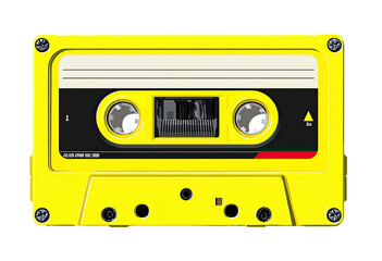 Naklejka premium Bright yellow audio cassette tape