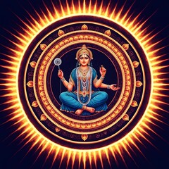Divine Goddess Lakshmi:  Radiant Depiction of Wealth and Prosperity in Hindu Mythology