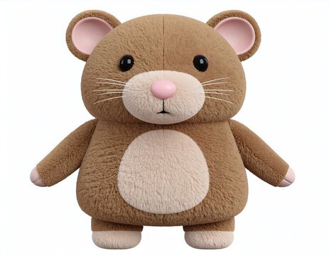 3D rendered plush cartoon mouse.  A cute, stuffed animal