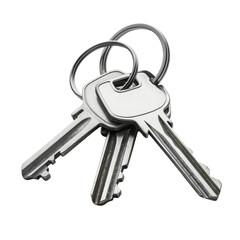 Set of metal keys on a ring placed on a white background for easy identification and organization