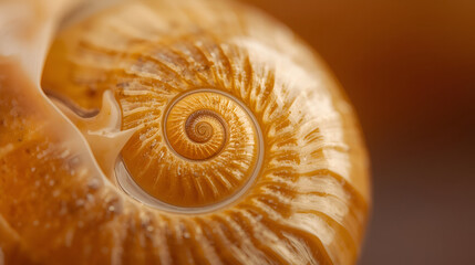 Golden spiral shell with glossy finish for luxurious natural decorative coastal elegant artistic modern design style

