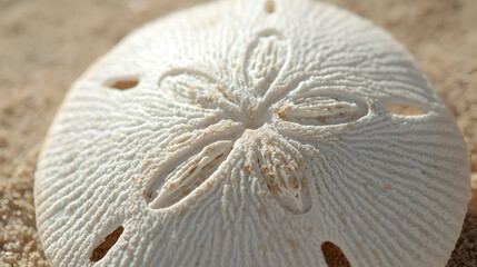 White sand dollar with fine details for natural coastal decorative marine elegant modern minimalist design style
