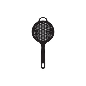 black cocktail strainer on white background clip art preview