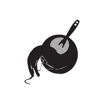 black pan with spatula clip art preview