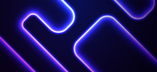 Neon blue glowing light lines on a dark background