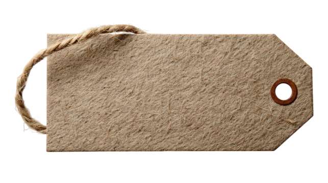 Beige Rustic Fabric Tag with Rope