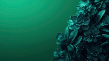 Emerald Green Floral Background Lush Greenery and Blossoms