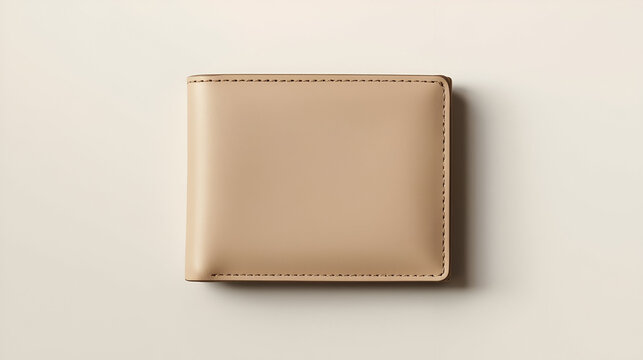 Beige leather wallet with minimalist design for stylish modern elegant accessory decorative fashion lifestyle concept
