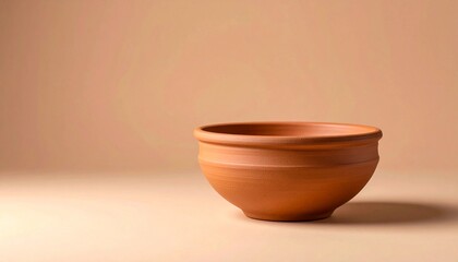 Minimalist terracotta bowl on a soft beige background perfect for branding or food presentation mockups