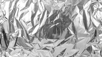 Abstract Crumpled Silver Foil Texture Background