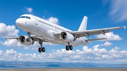 Obraz premium Commercial aircraft with wings outstretched ascending against a clear blue sky