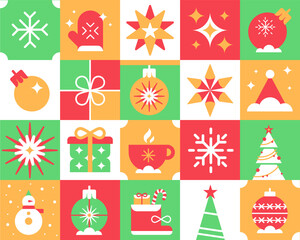 Seamless Christmas pattern, colorful geometric background street art style, Christmas and New Year stuff.