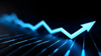 Naklejka premium An upward-trending blue graph or chart visualizing finance, investment, and market growth over time.