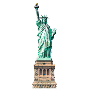 Majestic statue of liberty stands tall against clear blue sky in New York during a sunny afternoon