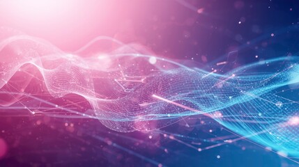 Abstract Digital Wave Background Pink and Blue Network Connection