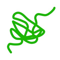 Obraz premium Vector of abstract lines tangled in green color. Symbol of chaos and complex paths, suitable for logos and creative designs. Isolated on a white background.