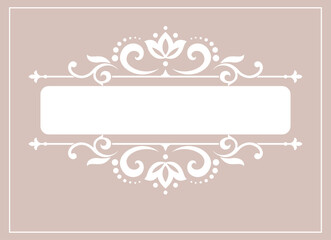 Vintage pink and white element. Graphic vector design. Damask graphic ornament