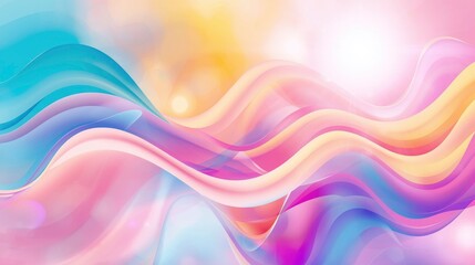 Abstract Pastel Wave Background Soft, Dreamy Swirls of Pink, Blue, and Yellow Hues