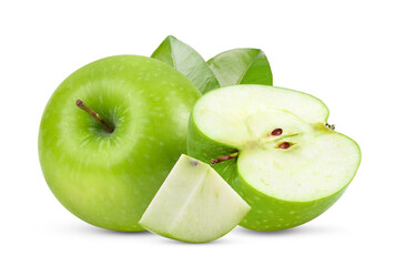 Fresh green apple on transparent png ((Image from camera)
