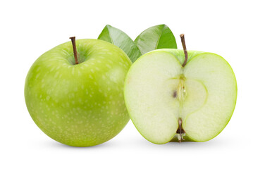 Fresh green apple on transparent png (Image from camera)