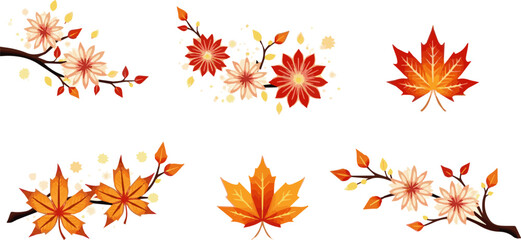 Fototapeta premium Create a kinds of deferent Autumn Japanese design collection vector art with white background.