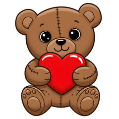 Obraz premium Cute Teddy Bear Holding a Heart