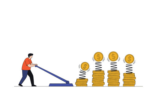 Using a lever to amplify financial growth and investment returns demonstrating economic principles