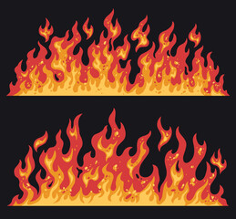 Flames dancing in vibrant colors at night