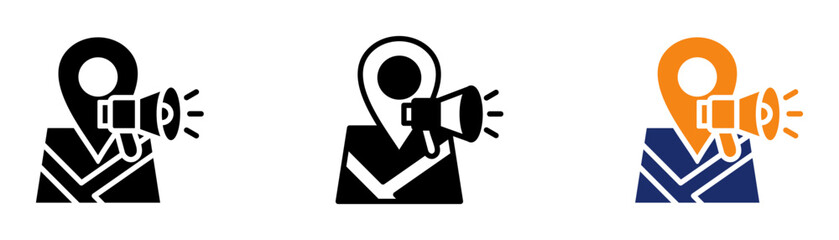 Location Marketing Icon Collection Glyph & Mixed Style 