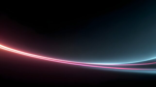 Abstract glowing neon light streaks in pink and blue on dark background image
