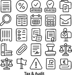Tax and Audit Icons Illustration.